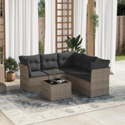 vidaXL 6 részes szürke polyrattan kerti ülőgarnitúra párnákkal (3217630)