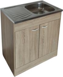 Elleci Komplett mosogatós szekrény 80x50cm nyílóajtós, sonoma, egymedencés tállal (AB326266) (214006-1)