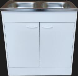 Oper-line Komplett mosogatós szekrény, 80x50cm nyílóajtós, fehér, kétmedencés (AB326266) (214007-1)