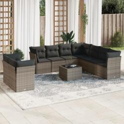 vidaXL 10 részes szürke polyrattan kerti ülőgarnitúra párnákkal (3217850)