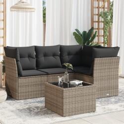 vidaXL 5 részes szürke polyrattan kerti ülőgarnitúra párnákkal (3217590)