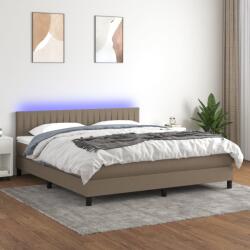 vidaXL tópszínű szövet rugós és LED-es ágy matraccal 160x200 cm (3133329)