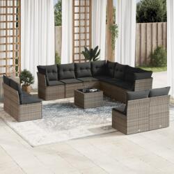 vidaXL 12 részes szürke polyrattan kerti ülőgarnitúra párnákkal (3217830)