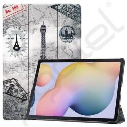 Silverline Tok álló, bőr hatású (aktív FLIP, oldalra nyíló, TRIFOLD, asztali tartó, Eiffel torony, térkép) VILÁGOSSZÜRKE - extratelgsm - 9 999 Ft