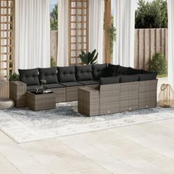 vidaXL 11 részes szürke polyrattan kerti ülőgarnitúra párnákkal (3223129)