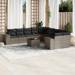vidaXL 11 részes szürke polyrattan kerti ülőgarnitúra párnákkal (3223119)