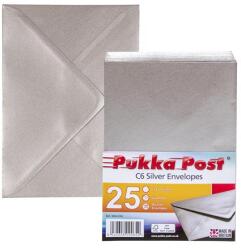 PUKKA PAD Boríték, C6, szilikonos, PUKKA PAD "Silver", ezüst (25db/csom) (PUP9065)
