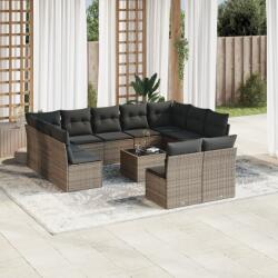 vidaXL 12 részes szürke polyrattan kerti ülőgarnitúra párnákkal (3218360)