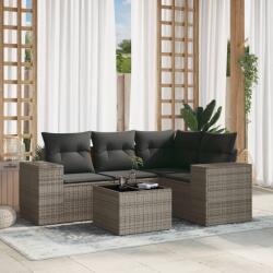 vidaXL 5 részes szürke polyrattan kerti ülőgarnitúra párnákkal (3254857)