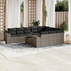 vidaXL 11 részes szürke polyrattan kerti ülőgarnitúra párnákkal (3223099)