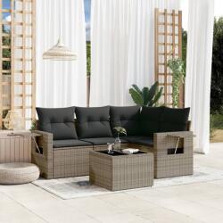 vidaXL 5 részes szürke polyrattan kerti ülőgarnitúra párnákkal (3252457)