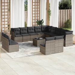 vidaXL 14 részes szürke polyrattan kerti ülőgarnitúra párnákkal (3218500)