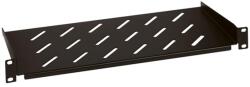 Legrand Rackszekrény polc - 1U-19", 2 ponton rögzített csavarral, fix, 250mm, max. 50 kg, fekete (E2S1U25)