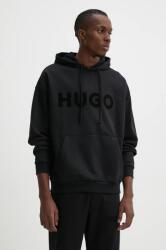 HUGO BOSS pamut melegítőfelső fekete, férfi, nyomott mintás, kapucnis, 50529090 - fekete L