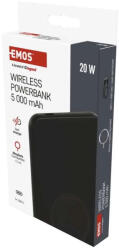 EMOS Powerbank WI 521, 5 000 mAh, 20 W+Wireless, fekete B0545B (B0545B)