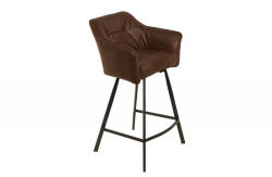 Invicta interior Scaun de bar LOFT cu cotiere din microfibra maro antic (39082)