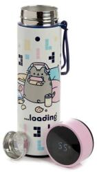 PUSHEEN cica fém kulacs, termosz digitális hőmérővel 450ml (BOT149) - gigajatek