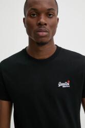 Superdry pamut póló fekete, férfi, sima, M1012078A-02A - fekete L
