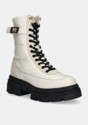 Tommy Hilfiger bokacsizma BIKER LEATHER MIX LACE-UP fehér, női, lapos talpú, FW0FW08246 - fehér Női 41