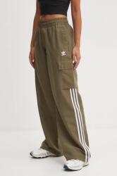 adidas Originals nadrág női, zöld, magas derekú cargo, IX5964 - zöld S