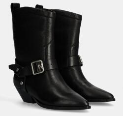 Answear Lab bőr cowboy csizma fekete, női, magassarkú - fekete Női 37