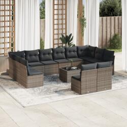 vidaXL Set mobilier de grădină cu perne, 13 piese, gri, poliratan (3218380)