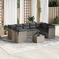 vidaXL Set mobilier de grădină cu perne, 10 piese, gri, poliratan (3218140)