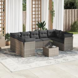 vidaXL Set mobilier de grădină cu perne, 10 piese, gri, poliratan (3249979)