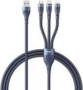 REMAX Whirly Series 3 az 1-ben USB-A-Type-C-microUSB-Lightning töltő kábel 66W - 1, 2m RC-199th