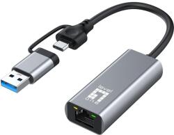 LevelOne LevelOne Adapter USB-C + USB-A -> RJ45 10/100/1000/2500 gr (USB-0423) (USB-0423)