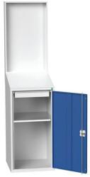 bott Workstation Economy Bott, panellel, 1 polccal, 1 fiókkal, 200 x 52, 5 x 55 cm, szürke-kék