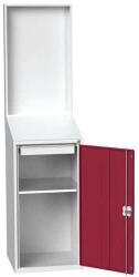 bott Workstation Economy Bott, panellel, 1 polccal, 1 fiókkal, 200 x 52, 5 x 55 cm, szürke-piros