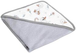 Kidizi Prosop bebe din bumbac cu gluga 90x90 cm Kidizi Ducky, culoare gri, potrivit de la nastere pana la 2 ani (5949551912446)