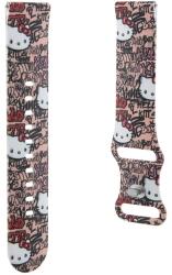Hello Kitty Tags Graffiti Univerzális Óra Szíj Szilikon - 22 mm, Pink (HKUWLSDGPTP)