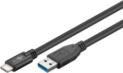 Goobay 44712 USB-A Apa - USB-C Apa 3.0 Adat és Töltőkábel - 1 m, Fekete (44712)