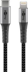 Goobay 49270 USB-C Apa - Lightning Apa 2.0 Adat és Töltőkábel - 0.5 m, Fekete/Szürke (49270)