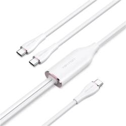 Vention CTMWG USB-C Apa - 2x USB-C Apa 2.0 Adat és Töltőkábel - 1.5 m, Fehér