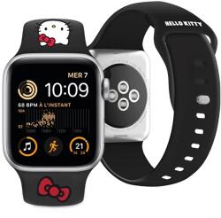 Apple Hello Kitty Apple Watch Okosóra Szíj Szilikon - 42/44/45/49 mm, Fekete (HKAWLSCHBLK)