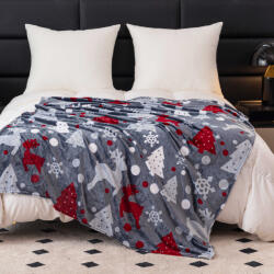  Patura de Craciun din microplus CHRISTMAS MAGIC gri Dimensiune: 200 x 220 cm Patura