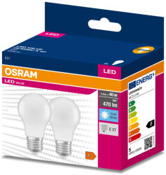 OSRAM 2PAK LED izzó E27 A60 4, 9W = 40W 470lm 4000K semleges 200° OSRAM ÉRTÉK (4058075478916)