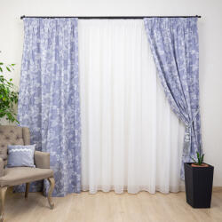Hiko Set 3 piese, draperii Hiko Nostalgie Garden Albastru si o perdea din voal, cu rejansa (100005660)
