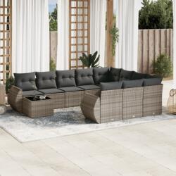 vidaXL Set canapele de grădină cu perne, 11 piese, gri, poliratan (3254267)