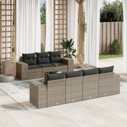 vidaXL Set canapele de grădină cu perne, 8 piese, gri, poliratan (3222329)