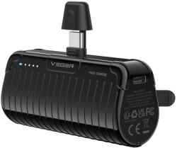 VEGER powerbank 5 000 mAh beépített Type C csatlakozóval PlugOn PD QC3.0 3A 20W W0558 fekete