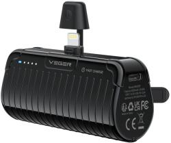 VEGER powerbank 5000 mAh beépített Lightning csatlakozóval PlugOn PD QC3.0 3A 20W W0558P fekete