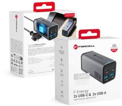 Forcell F-ENERGY GaN III VT-51 asztali töltő 2 x Type C + 2 x USB A PD QC4.0 SFC2.0 5A 100W szürke - smartdiszkont