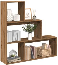 vidaXL 3 szintes kézműves tölgy fa elválasztó könyvespolc 123x29x123cm (857993)