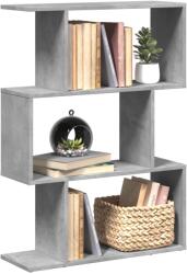 vidaXL 3 szintes betonszürke fa térelválasztó könyvespolc 70x24x97 cm (858114)