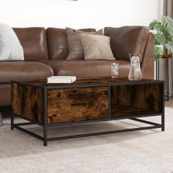 vidaXL füstös tölgy szerelt fa és fém dohányzóasztal 90 x 57 x 35 cm (848756)