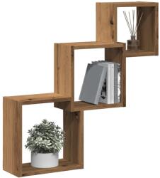 vidaXL kézműves tölgy színű szerelt fa fali kocka polcok 68x15x68 cm (855815)